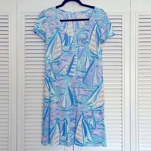 Lilly Pulitzer, XS cotton v-neck dress, sailboat pattern
